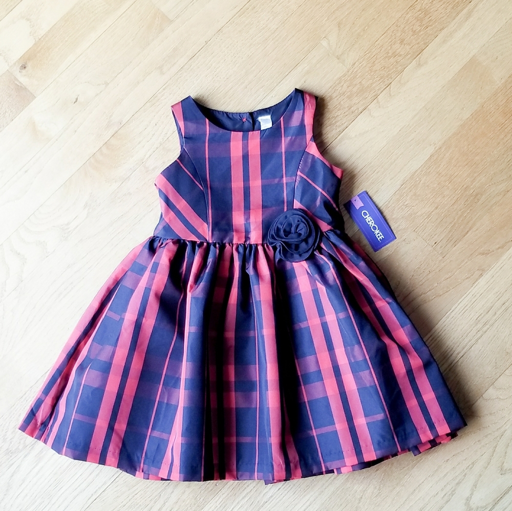 NWT Cherokee Red & Black Plaid Dress 3T